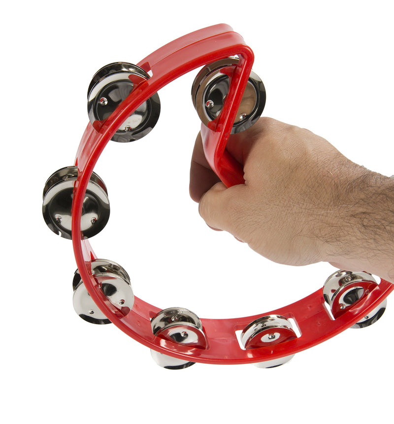 X8 Drums X8-TAMB-CR-RD Crescent Tambourine, Red, 16 Jingles