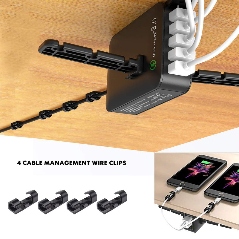 Headphone Stand with USB Charger QC 3.0, Ausfore Under Desk Headset Headphone Holder Hanger w/ 5 USB Ports for Computer Desk Gaming Setup Gaming PC Accessories