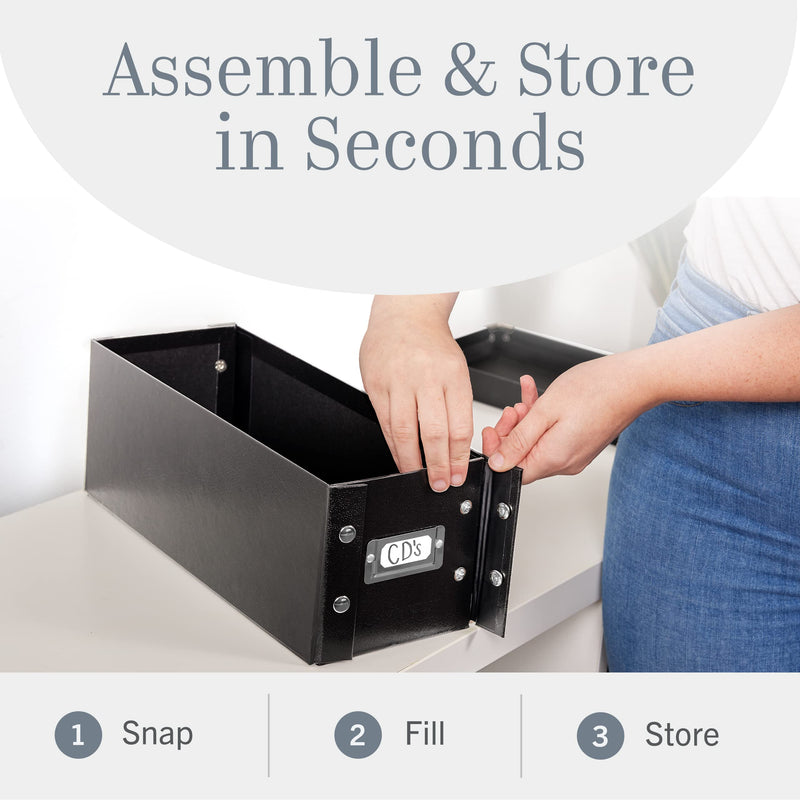 [AUSTRALIA] - Snap-N-Store CD Storage Box - Pack of 1 - Durable 5.1 x 5.1 x 13.2 Inch Disc Holder with Lid to Store up to 165 Discs - Black 1 Pack 1 Pack - CD 