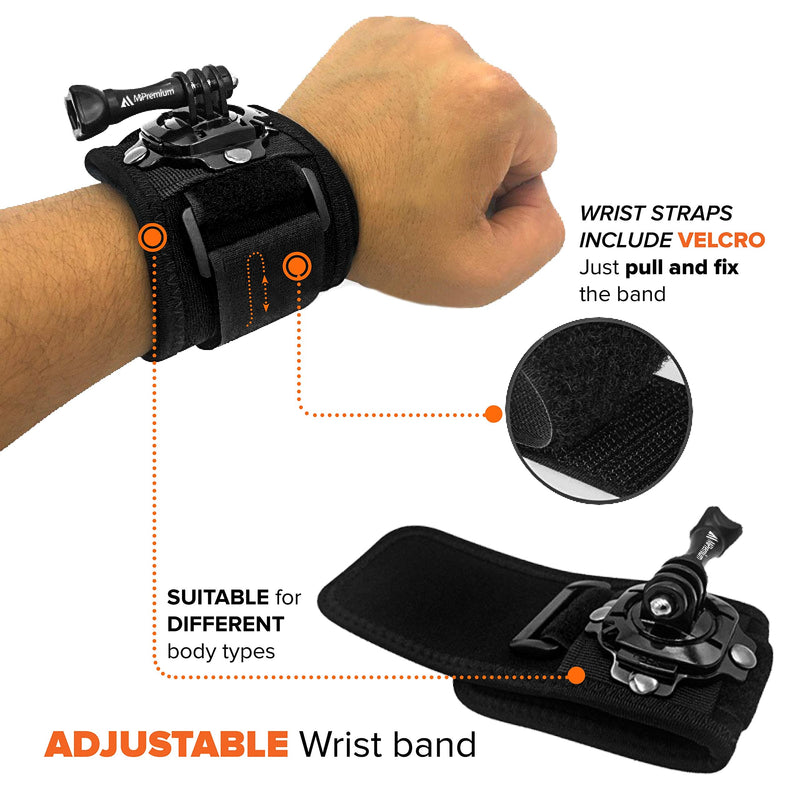 MiPremium Wrist Strap Mount for GoPro Session Black Silver Hero 10 9 8 7 6 5 4 3 3+ 2 XIAOYI 4K SJCAM Yi for Akaso Adjustable Cycling Arm Band Holder for Action Camera & Outdoor Sports Accessories