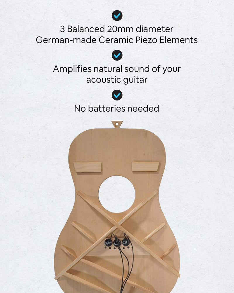 [AUSTRALIA] - Journey Instruments Passive Piezo Acoustic Pickup – EP001K Three Balanced German-made Passive Pickup Elements – Piezo Pickup for Acoustic Guitars (Ceramic) Acoustic Guitar Pickup 3-Piezo Pickup 
