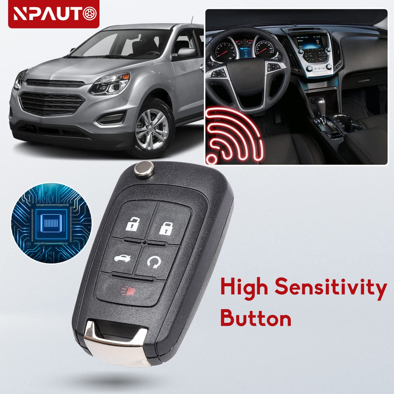 NPAUTO Key Fob Replacement, Fits for Chevy Equinox Camaro Impala Cruze Sonic Malibu, GMC Terrain, Buick Lacrosse Regal Verano Encore 2010-2019, Keyless Entry Remote Control Flip Key Fobs, OHT01060512