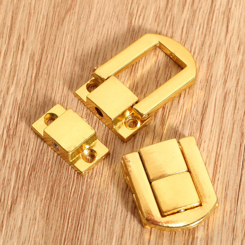 dophee Toggle Catch Lock 0.98"x0.79" Gold Retro Style Iron Hasp Wood Chest Lock Latch Clasp with Screws for Jewellery Box Suitcase Chest Decoration (5-Pack) 5 Pieces