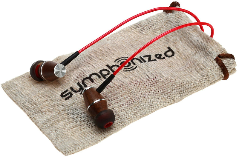 Symphonized XTC 2.0 Earbuds with Mic, Premium Genuine Wood Stereo Earphones, Hand-Made in-Ear Noise-isolating Headphones with Tangle-Free Innovative Shield Technology Cable (Lava Red) Lava Red