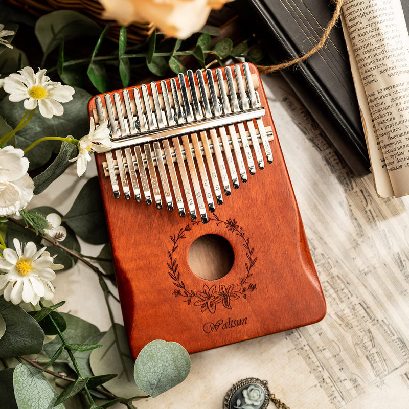 Waltsun Kalimba Thumb Piano 17 Keys Portable Mbira Finger Piano Gifts for Kids and Adults, Easy Music Instrument for Beginners and Professionals with Enchanting Sound