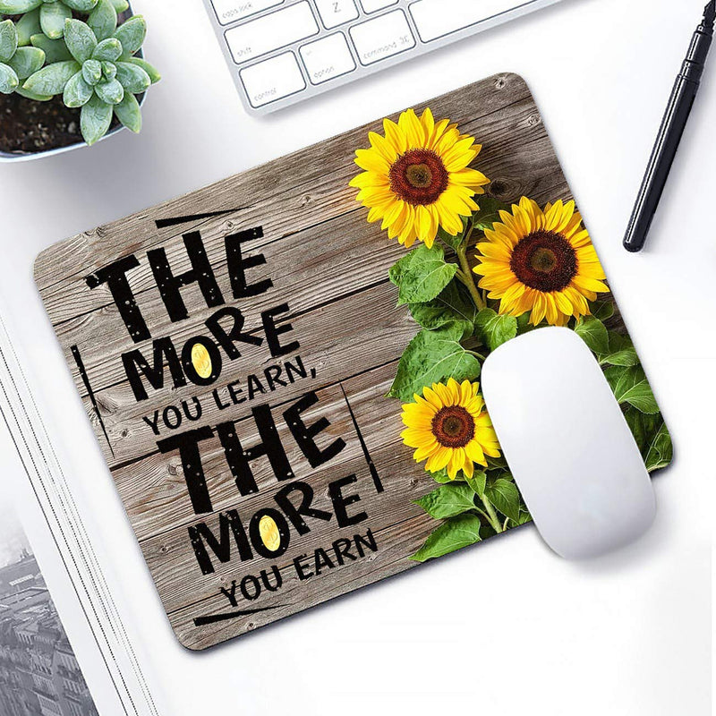 Gaming Mouse Pad, Money Sunflower Mouse Pads for Laptop Non-Slip Rubber Base Mousepad Computers and Office, Rectangle Cute Mouse Mats and Be Happy Computer Stickers Square Mouse Pad