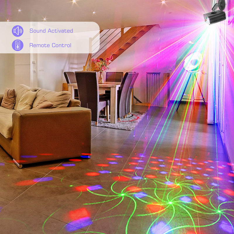 [AUSTRALIA] - Ezire LED Disco DJ Laser Party Lights Projector Red Green Blue Laser with 36 Patterns Stage Light Mini LED Strobe Sound Activated Lights for Family Party DJ Disco Music Show Bar Holiday 