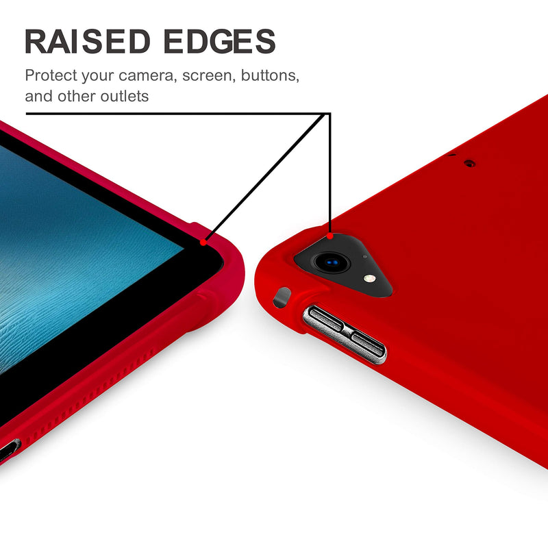 KIQ iPad 9.7 5th 6th Gen Case, TPU Skin Protection Anti Slip Lightweight Cover for Apple iPad 9.7 2017/2018 5th & 6th Generation [Red] TPU Red