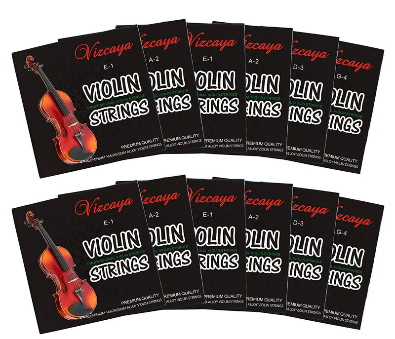 Vizcaya 2 Packs Full Sets Violin String (G-D-A-E) for 4/4-3/4 Size Beginner,Student Violin Replacement,Extra 4 string（E1,A2,E1,A2) 2 Packs Plus