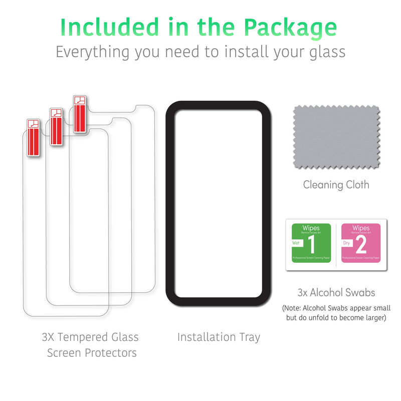 TalkWorks iPhone 12 Mini Screen Protector (3 Pack) Installation Tray, Premium Tempered Glass Film Durable 0.33mm 9H Hardness, Case Compatible, Smudge, Scratch, Crack, Shatter Proof, HD Touch Clarity