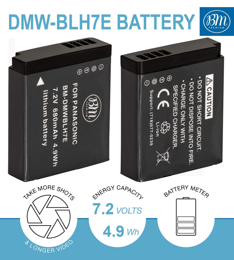 BM Premium 2-Pack of DMW-BLH7 Batteries for Panasonic Lumix DC-GX850, DMC-LX10, DMC-LX15, DMC-GM1, DMC-GM1K, DMC-GM1KA, DMC-GM1KS, DMC-GM5, DMC-GM5KK Digital Camera