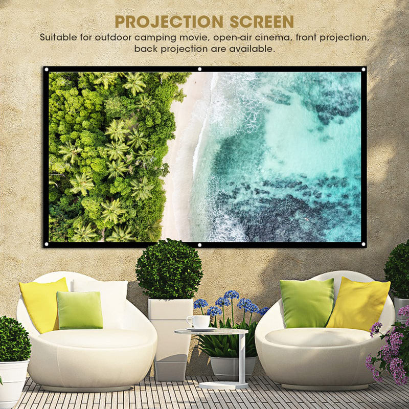 Projector Screen, 16:9 Thicken White Polyester Projector Curtain Non Crease Home Theater Foldable Projection Screen for Home Theater, Conference, Outdoor Camping Movie (40 inches) 40 inches