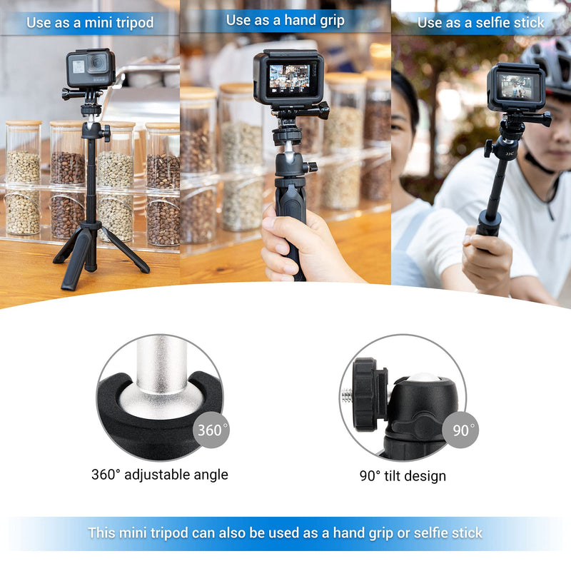 [AUSTRALIA] - JJC 2 in 1 Selfie Stick Extension Pole and Extendable Mini Tripod for GoPro Hero 10 9 8 7 DJI Osmo AKASO Insta360 Action Camera, iPhone Android Samsung Phone, Compact Vlog Camera, Camcorder and More 