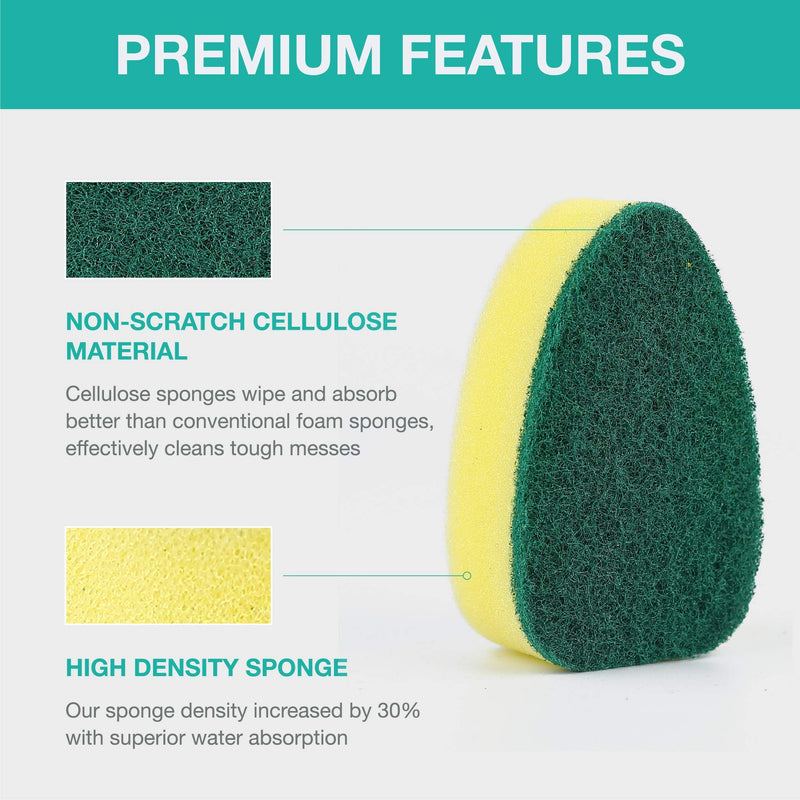 Dishwand Refills Sponge Heads, Dish Wand Refill Non Scratch Replacement, Heavy Duty Scrub Dots Brush Dispenser, Soap Dispensing Scrubbers, Dishwashing Cleaning Supplies Kitchen Sink Dishwasher Tool 12Pack