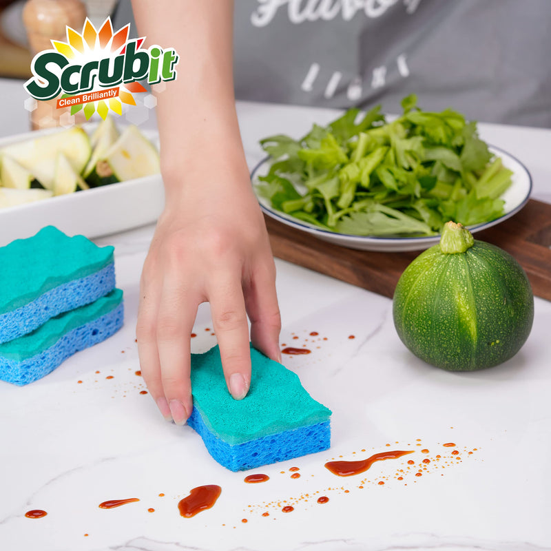[AUSTRALIA] - SCRUBIT Multi-Use Scrub Sponge – Non-Scratch Kitchen Sponges for Dishes, Pots and Pans - Heavy Duty & Odor Free Rippled Scrubbing Pad, Designed for Tough Cleaning Jobs 12 Count 