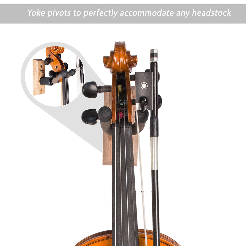 String Swing Violin Hanger Wooden Wall Mount for Home & Studio CC01V-O Hardwood Oak (2 Pack) 2 Pack