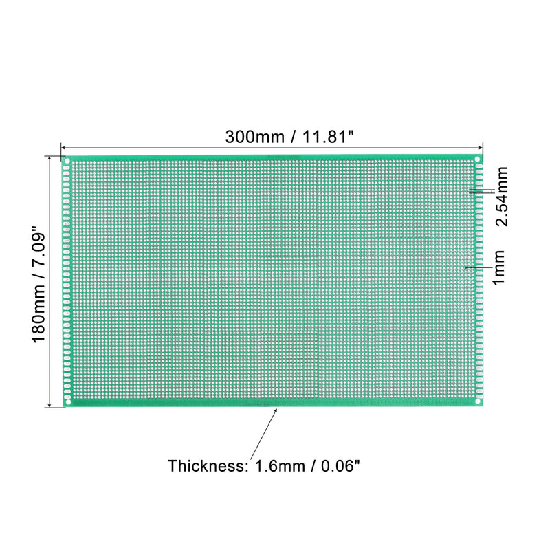 MECCANIXITY PCB Board Single Sided Printed Circuit Prototyping Boards Plated Through Holes for DIY Soldering Electronic Projects, 180mmx300mm, Pack of 2