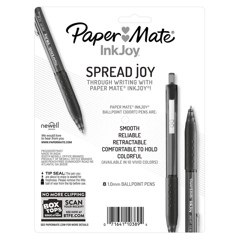 Paper Mate 1945921 InkJoy 300RT Retractable Ballpoint Pens, Medium Point, Assorted Colors, 8 Count