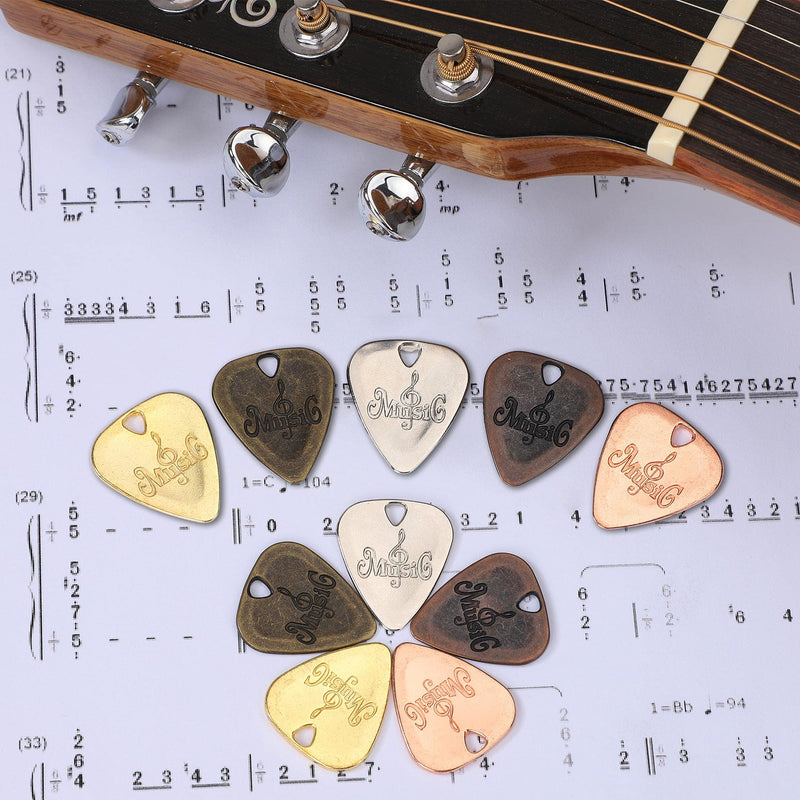 Picks Metal Plectrum Zinc Alloy Guitar Pick Creative Plectrums for Electric Acoustic or Bass Guitars Musical Instruments Accessory 5 Color 15 Pieces