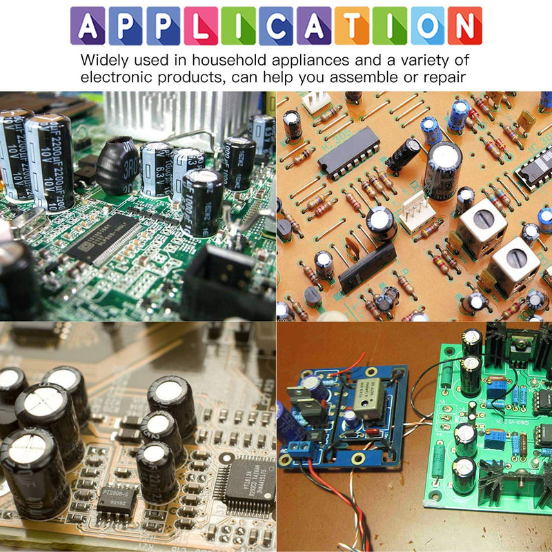 Glarks 300Pcs 15 Value 0.1uF - 470uF Electrolytic Capacitors Assortment Kit