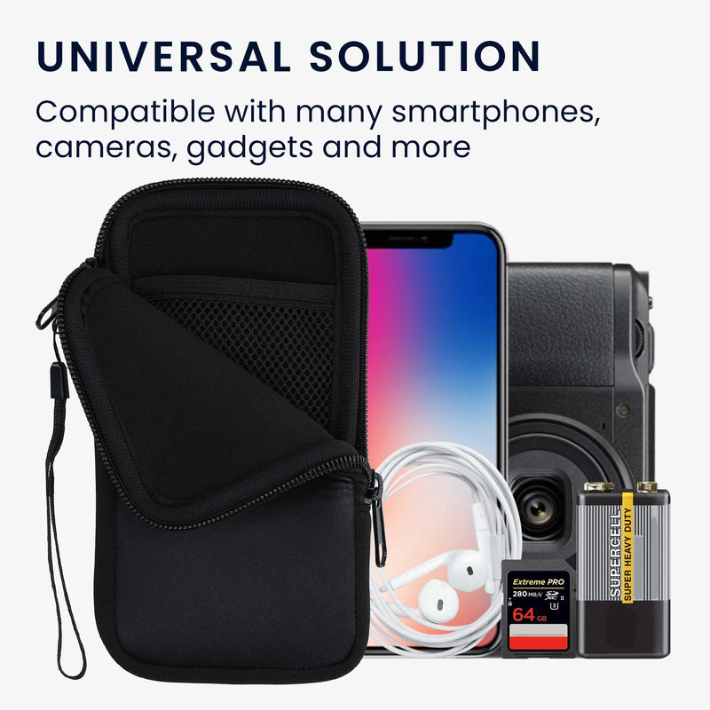 kwmobile Neoprene Sleeve for Smartphone Size XL - 6.7/6.8" - Shock Absorbing Pouch Case - Protective Phone Bag - Minimalist Mountain White/Black Minimalist Mountain 02-01