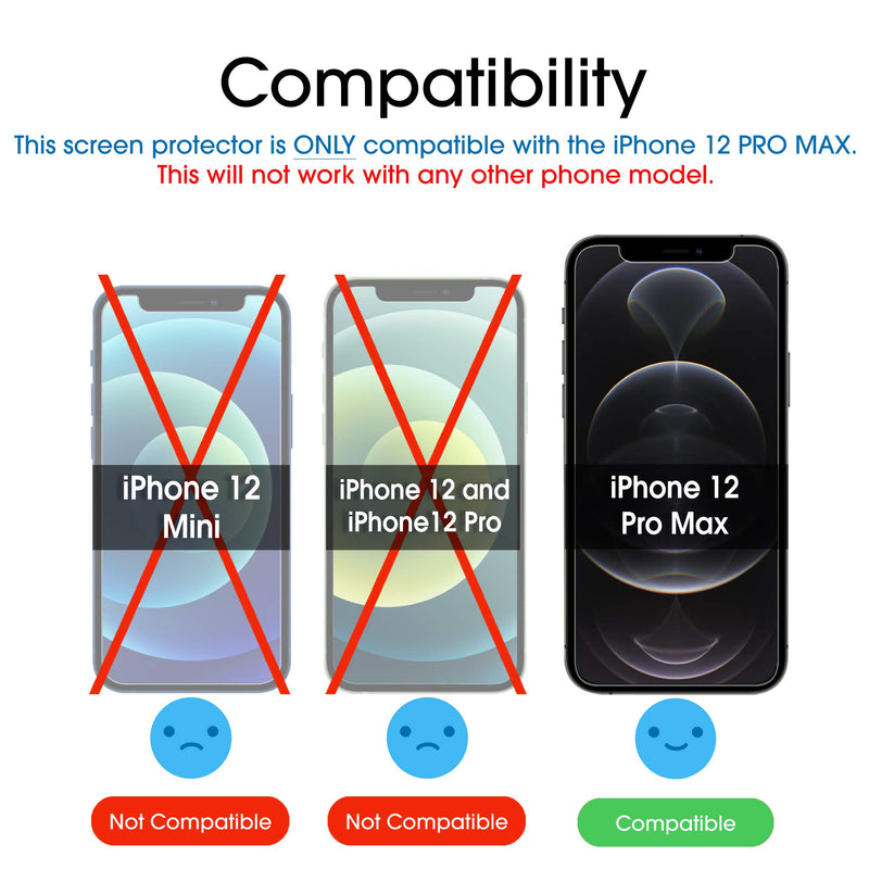 amFilm OneTouch Glass Screen Protector for iPhone 12 Pro Max (6.7", 2020) (2 Pack)