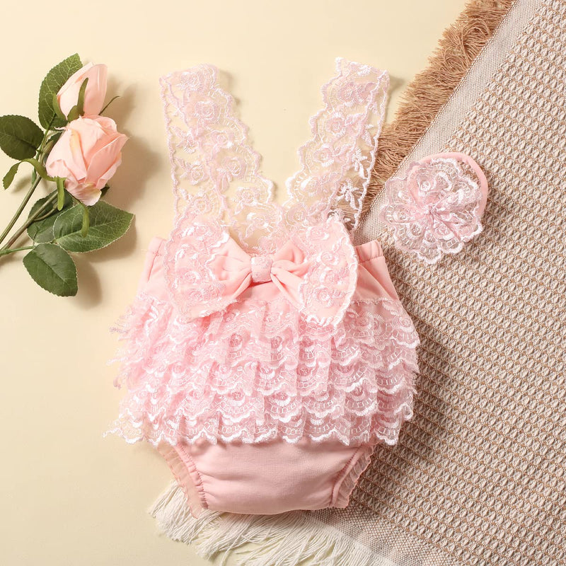 [AUSTRALIA] - Newborn Photography Outfits Girl Newborn Photography Props Lace Romper Newborn Baby Photo Shoot Outfits Girls Photo Props YLSTEED (Strap Style - Pink) Strap Style - Pink 
