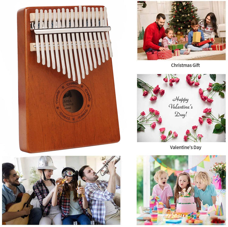 Kalimba 17 Keys Thumb Piano, Tune Hammer and Study Instruction, Portable Wood Finger Piano, Gift for Kids Adult Beginners Professional Music Instrument