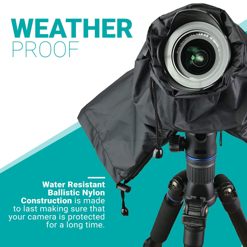 Movo CRC01 Waterproof Nylon Camera Rain Cover with Enclosed Hand Sleeves Compatible with Canon EOS, Nikon, Sony, Olympus, Pentax and Panasonic DSLR Cameras