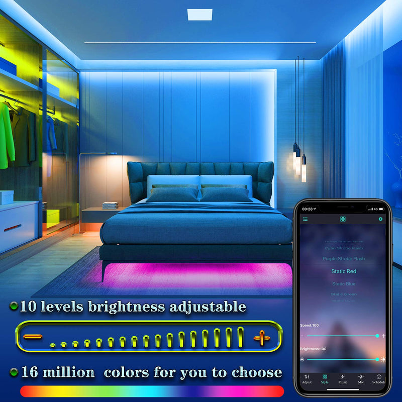 [AUSTRALIA] - Led Strip Lights, 32.8ft App Controller and 40key Remote, Sync to Music Color Changing Lights RGB Led Lights for Party, Bedroom, Room, Kitchen 