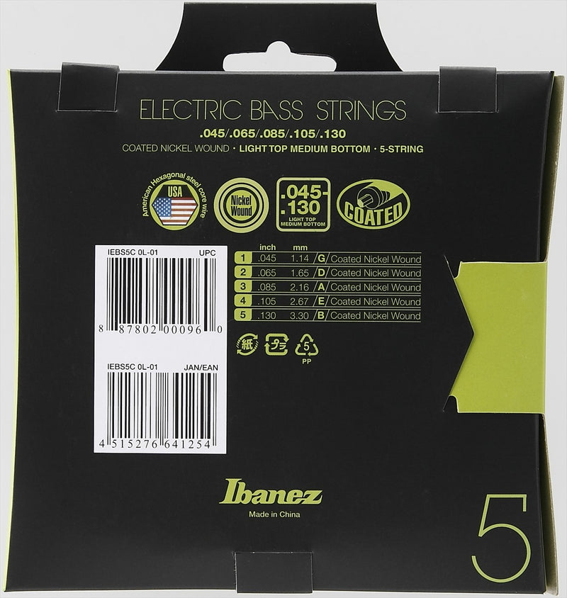 Ibanez IEBS5C 5-String Bass Guitar Strings - Light Top Medium Bottom