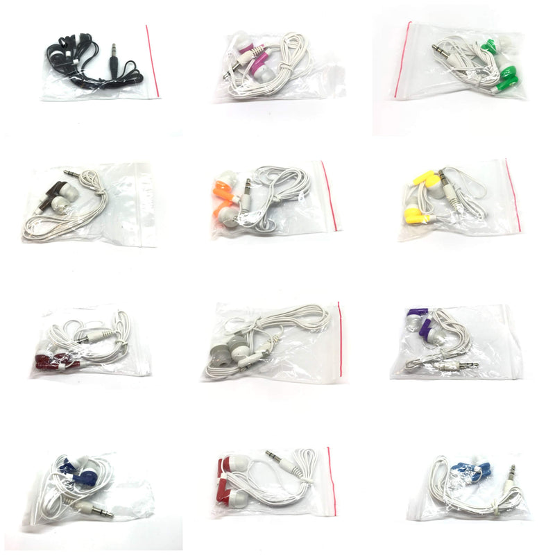 TFD Supplies Wholesale Bulk Earbuds Headphones 50 Pack in Storage Tub - Mixed Colors