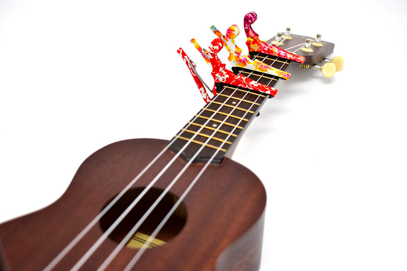 Kyser Quick-Change Capo for ukuleles, Red Hibiscus, KURHA