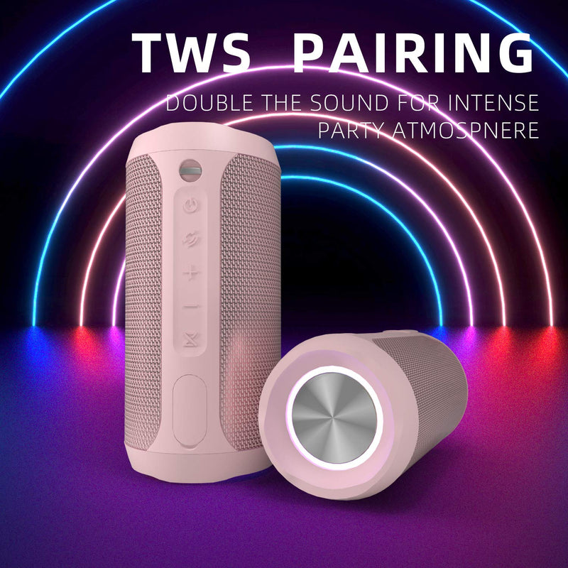 EDUPLINK Portable Bluetooth Waterproof Speaker Switch Between Bluetooth Pairing and Aux-in Mode by Phone Button - Pink Pink-Switch Between "Bluetooth Pairing"&"Aux-in" Mode by "Phone " Button