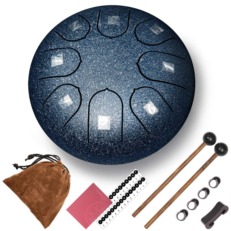 REGIS Steel Tongue Drum, 8-Note 6-Inch Drum Set, Percussion Instrument, with Travel Bag & Drumsticks, suitable for Children's Music Enlightenment/Yoga Meditation(Navy) 6 inch 8 tone Navy