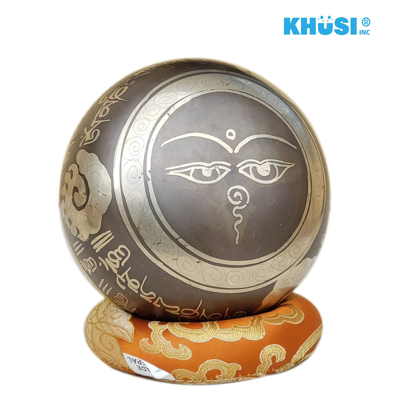 Khusi Handmade Tibetan singing bowl set, Beautiful hand Carved Piece of art, Best for Chakra healing, and Mindfulness, Idol gift spiritual gift.