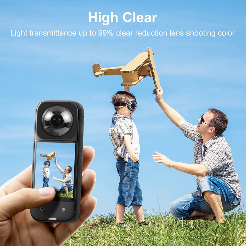 Puluz Compatible for Insta360 X3 Sticky Lens Guards Optical Tempered Glass Protective Cover Cap for Insta 360 X3 Waterproof 360 Action Camera Accessories