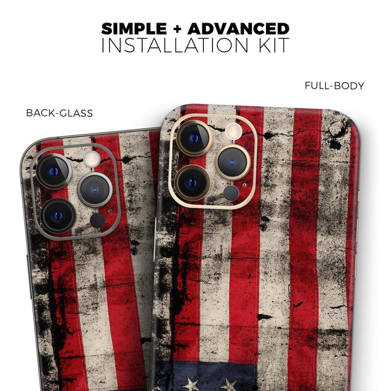 Design Skinz American Distressed Flag Panel - Full Body Skin Decal Wrap Kit Compatible with The Apple iPhone 12 Mini (Full-Body, Screen Trim & Back Glass Skin)