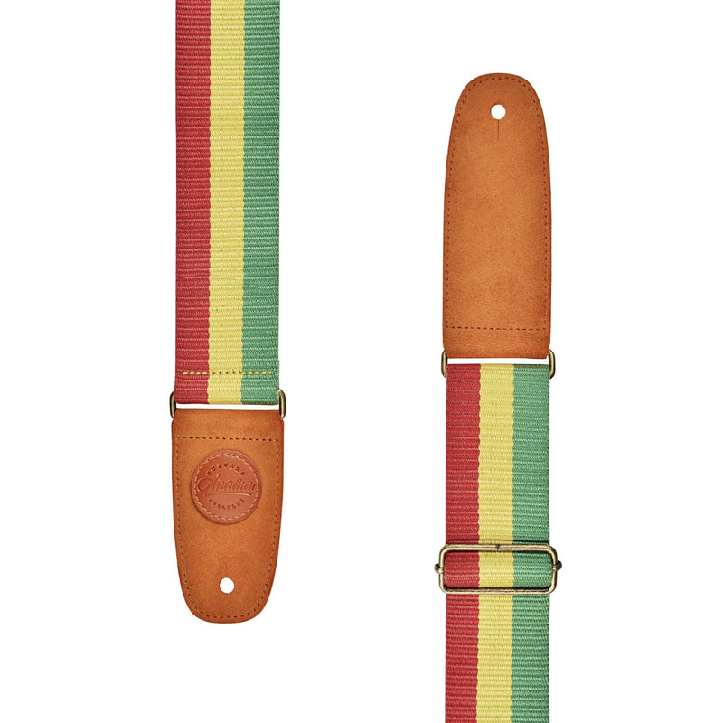 Amumu Reggae Guitar Strap Jamaica Rasta Cotton for Acoustic, Electric and Bass Guitars with Strap Blocks & Headstock Strap Tie - 2" Wide