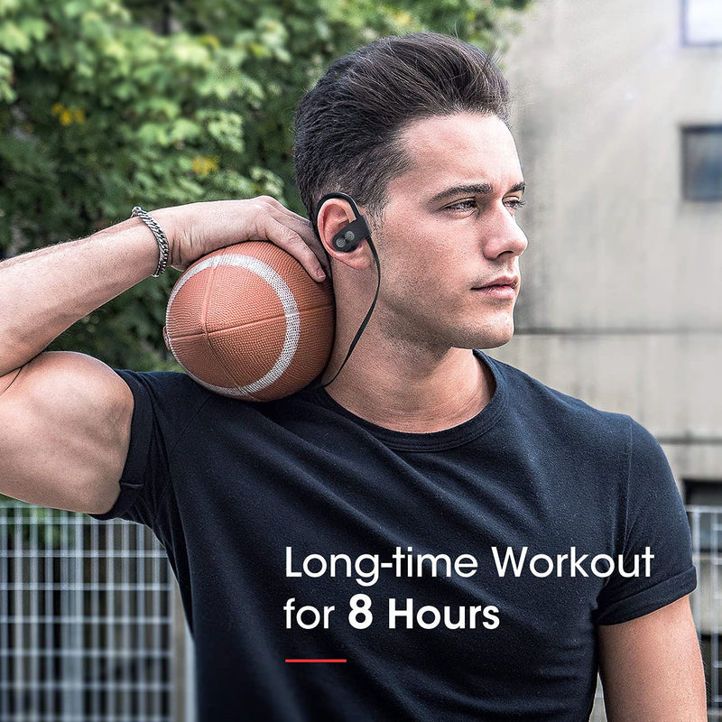 Bluetooth Headphones V5.0, Flame Running Headphones w/16 Hrs Playtime, Bass+ HD Stereo Wireless Sports Earphones w/IPX7 Waterproof Earbuds in Ear for Workout, Gym w/CVC6.0 Noise Cancelling Mic Black