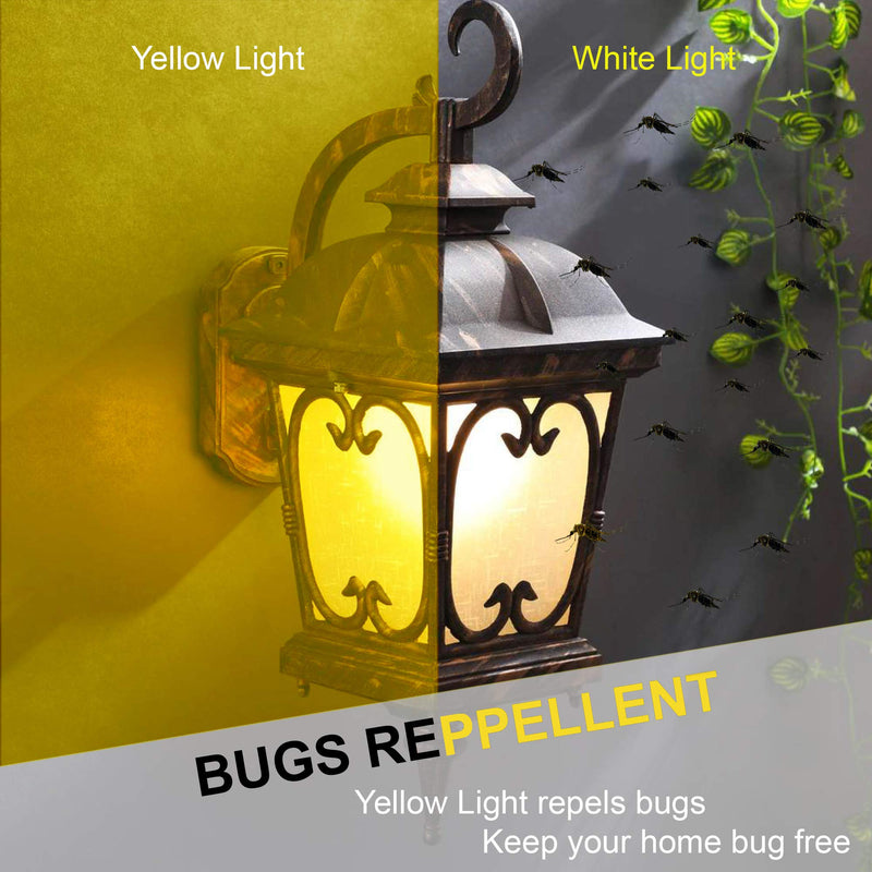Dysmio Lighting Bug Light Bulb Yellow LED Bulbs, A19 Medium Base, Outdoor Porch Lights, Amber Bedroom Night Light Bulb - Pack of 4 Yellow - Bug Light