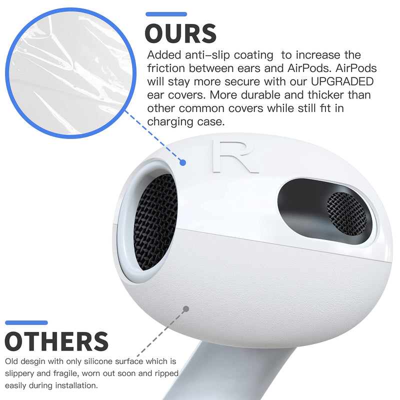 [AUSTRALIA] - DamonLight Upgraded Cover for AirPods 3 [Fit in Case] Anti Scratches Add Grip Sport Ear Tips [US Patent Registered] Compatible with AirPods 3rd Generation (White) White 