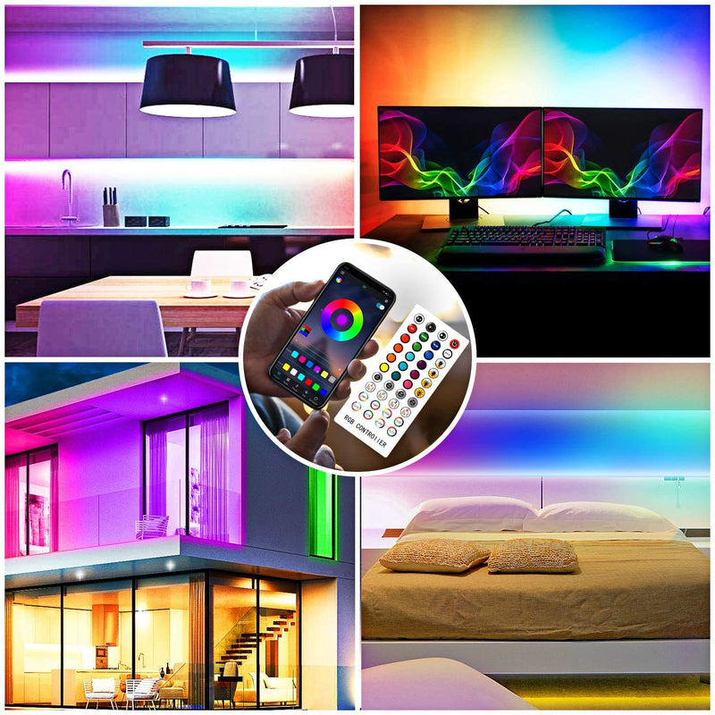 [AUSTRALIA] - Bluetooth LED Strip Lights 32.8ft with App Control, Music Sync LED Light Strips Waterproof, Flexible Color Changing RGB Tape Lights with Remote SMD5050 300LEDs Neon Bar Lights for Bedroom Room Party 