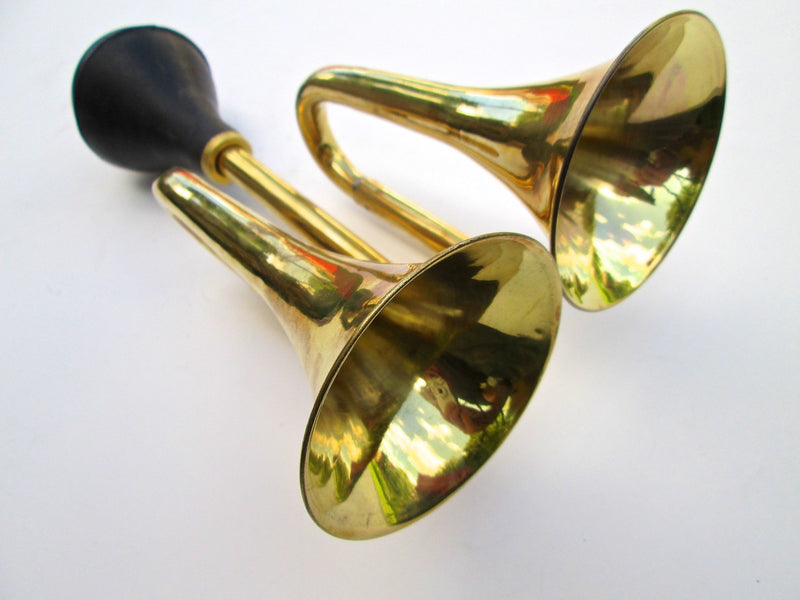 Double Bell Brass Bulb Horn