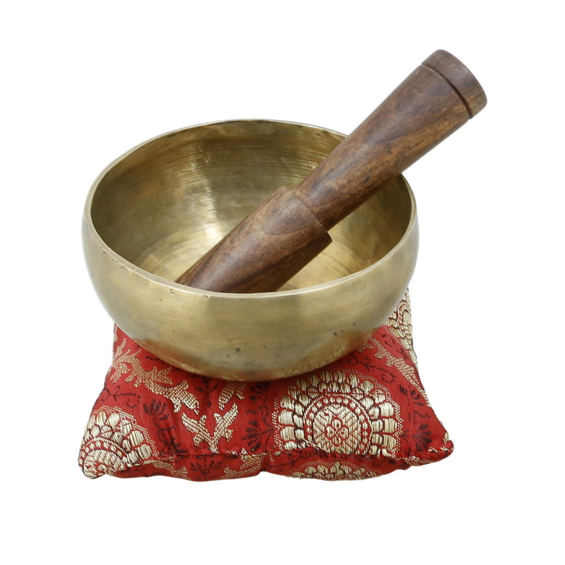 Handmade 5 Inches Bell Metal Tibetan Buddhist Singing Bowl Musical Instrument for Meditation with Stick and Cushion