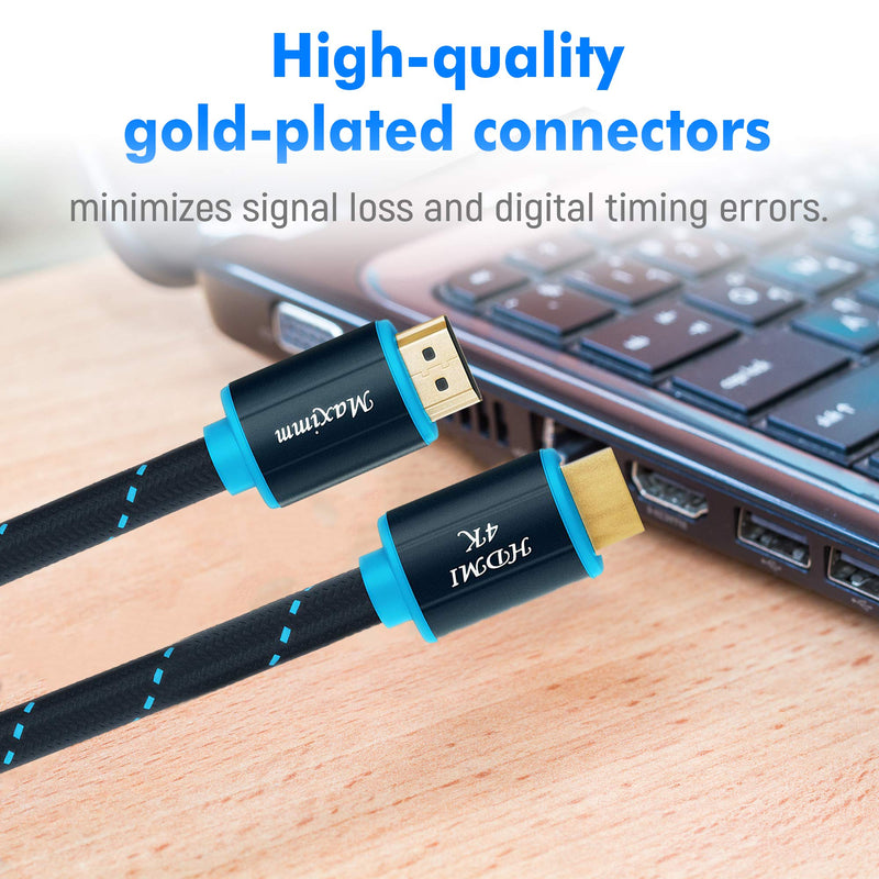 Maximm Hdmi Cable 4K 1 Foot (3 Pack) High Speed 18Gbps 2.0 Cables HDMI 2.0 Cable 4K@60Hz HDR, 3D, 2160P, 1080P, Ethernet, HDCP 2.2, ARC Braided HDMI Cord 1Ft, 3 Pack 1 Feet
