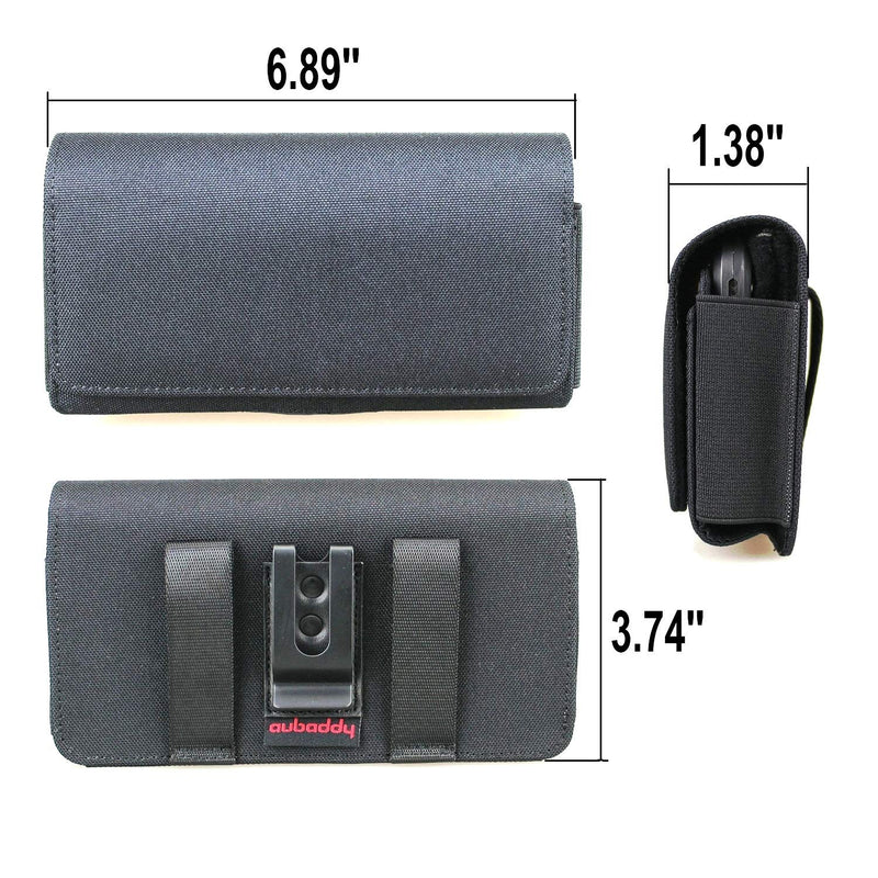 aubaddy Nylon Horizontal Zipper Phone Holster for Samsung Note 20 Ultra, Note 10+, Galaxy S20 Ultra, S20 FE, A51, A71, A90, 5G, Plus, (Fits Thin Case) Black