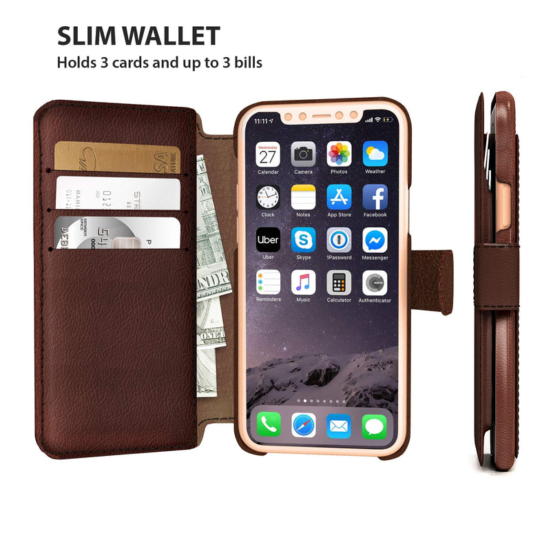 LUPA iPhone XR Wallet case, Durable and Slim, Lightweight with Classic Design & Ultra-Strong Magnetic Closure, Faux Leather, Chocolate Brown, for Apple XR iPhone XR (6.1 inch diagonal screen size)