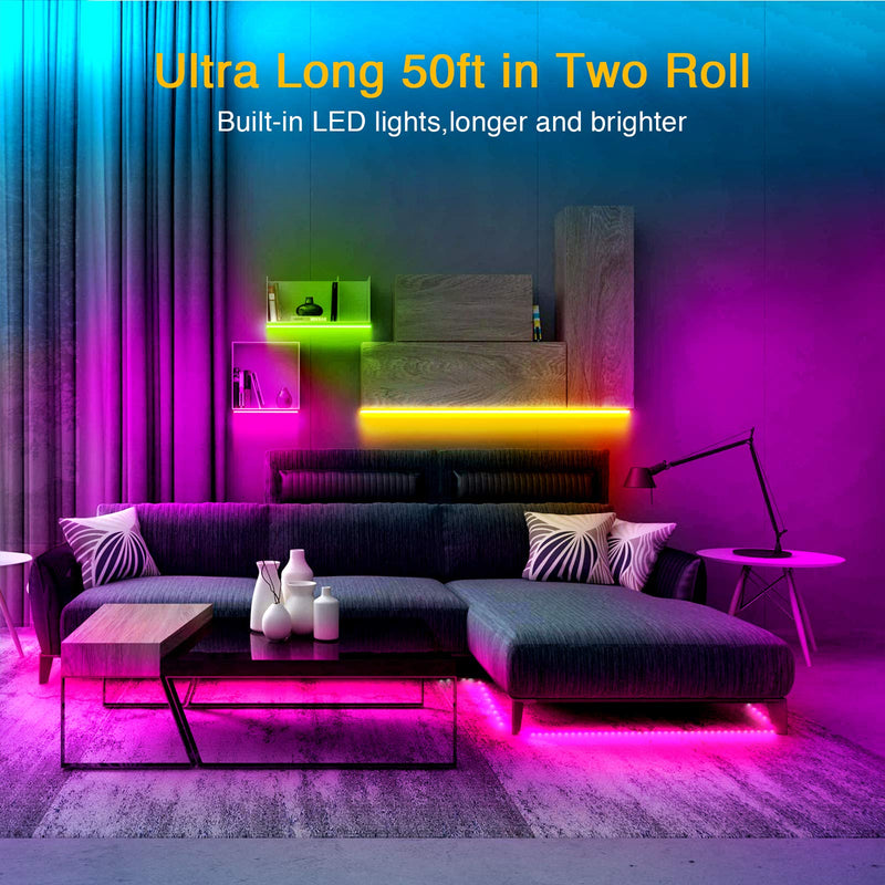 [AUSTRALIA] - Volivo Bluetooth Led Strip Lights 50ft, Smart App Controlled Music Sync with Remote 5050 RGB Color Changing Led Lights for Bedroom, TV, Home 