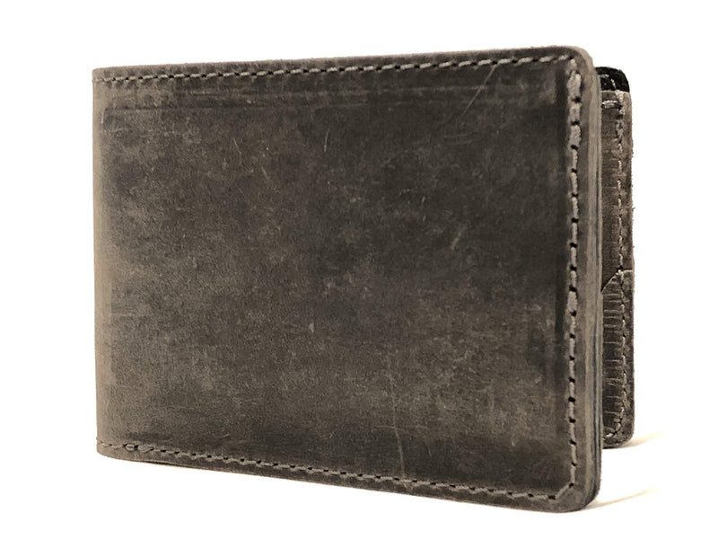 Minimalist Bi-fold Leather Wallet - with Guitar Pick Holder Full Grain Leather by Anthology Gear (Aged Steel) Aged Steel